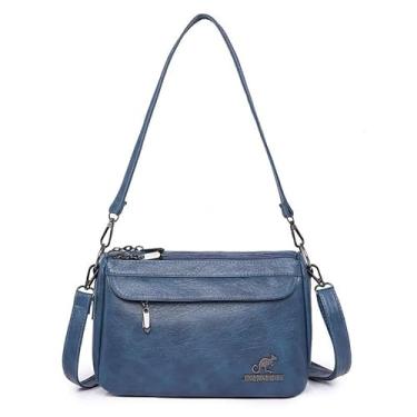 Imagem de CHENXIAOHONG Bolsa feminina PU elegante de ombro e transversal para uso diário – Moda casual e versátil para mulheres(Azul)