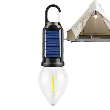 Imagem de Camp Tent à luz leve à prova d'água, lâmpada de acampamento de carregamento solar,Proteção de mosca solar de luz de acampamento diminuída | Decoração vintage Lâmpada de tenda leve com gancho de