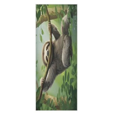 Imagem de Wassud Tapete de toalha de ioga preguiça na selva com bolsa organizadora, tapete de ioga absorvente de suor, toalha antiderrapante para ioga quente, pilatos, fitness, 68,5 x 185,4 cm