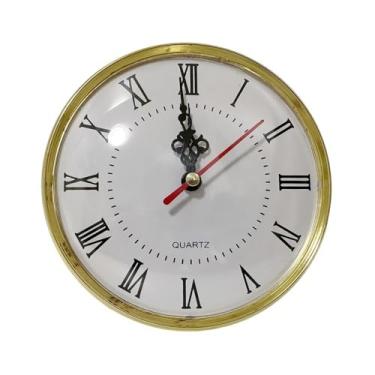 Imagem de Relógio de 130 mm Movimento de Quartzo Relógios Redondos para Inserção de Cabeça Relógio Clássico Artesanato Numerais Romanos Relógio Feito à Mão DIY Peça de Substituição Relógio de Parede (Ouro)