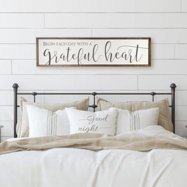Imagem de Pôster "Begin Each Day With A Grateful Heart", decoração de parede, arte em tela, pintura, quinta, quarto, placa, arte, casa, acima do sofá, decoração de quarto principal, sem moldura