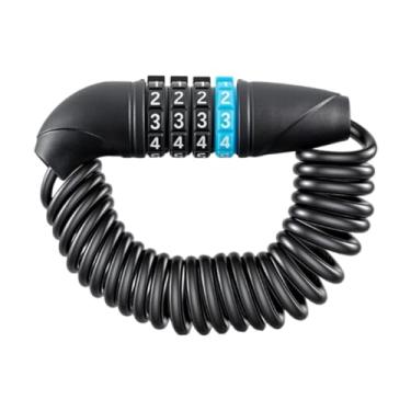 Imagem de Aymzbd Cadeado para capacete de bicicleta, acessórios para bicicleta, cadeado antifurto com cabo, mini de combinação para bicicletas de montanha, Preto