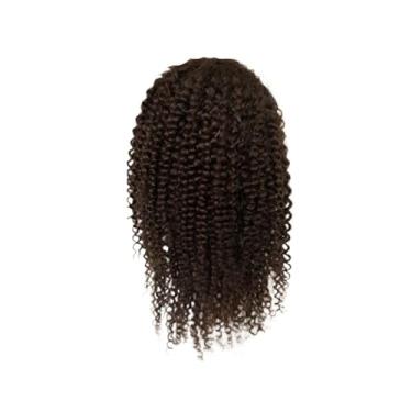 Imagem de Aplique de testa Peruca de cabelo humano para homens, renda mono com peruca pu, perucas afro, encaracoladas(Dark Brown)
