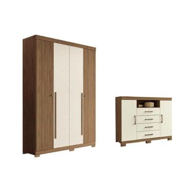 Imagem de Guarda Roupa +cômoda 2 Peças Qc327 Jatoba/areia - Santos Andirá