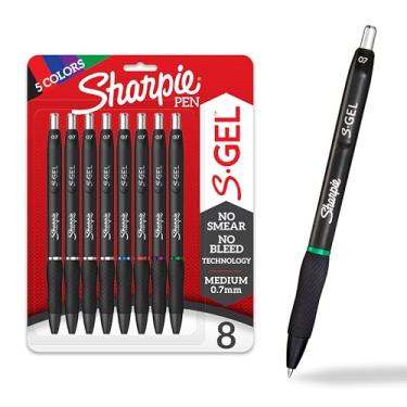 Imagem de Sharpie Canetas S-gel, ponta média (0,7 mm), cores de tinta sortidas, 8 unidades – ideal para escrever, diário, desenhar, colorir, anotações, material universitário