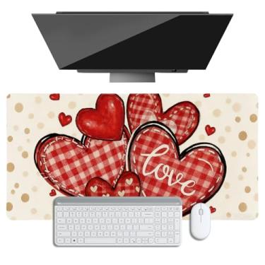 Imagem de Tapete de mesa de dia dos namorados para desktop, mouse pad grande, couro sintético, impermeável, protetor de mesa, mousepad com base antiderrapante com borda costurada para jogos e escritório