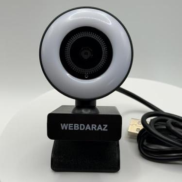 Imagem de WEBDARAZ Webcam com luz Full HD 4K 1080p Câmera Web com foco automático, microfone Plug and Play, USB, computador, webcam, para PC, laptop, desktop, Mac, Zoom, Skype Teams