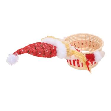 Imagem de RiToEasysports Cesta de Natal, Enfeite de Cesta de Doces de Natal Em Pvc Premium e Tecido para Decoração de Mesa Com Função de Armazenamento para Reuniões de Feriados (Vermelho)