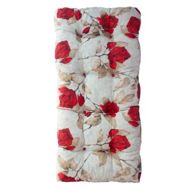 Imagem de Almofada Futon Grande 120x60x15cm Assento Macio para Cadeira Sofá Balanço Pallet Banco e Colchonete Decorativo(Botão Vermelho)