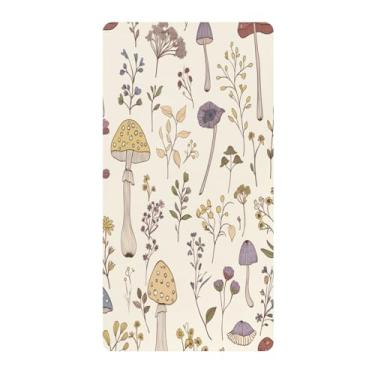 Imagem de Blueangle Lençol de berço padrão para berço infantil - Lençóis de algodão macio e respirável com cogumelos de flores silvestres (720)