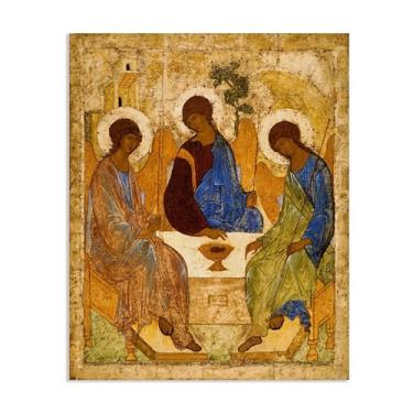 Imagem de SDYJ6GSW Holy Trinity Troitsa por Andrei Rublev Pôster Impressão Vintage Pintura Tela Andrei Rublev Arte de Parede Estética Presente de Feriado Decoração de Casa para Sala de Estar Igreja 40x30cm
