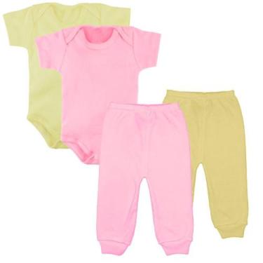 Imagem de Kit Body Curto e Mijão Liso Bebê 4 Pçs Enxoval Recém Nascido - Koala B