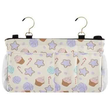 Imagem de Burbuja Organizador de armazenamento suspenso para cupcakes de cabeceira, com 2 alças e ganchos para casa, faculdade, dormitório, beliche, cama de hospital e berço