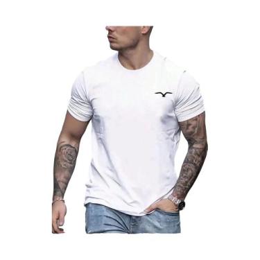 Imagem de Camiseta Masculina Slim Fit De Verão 100% Algodão Com Estampa Gráfica 