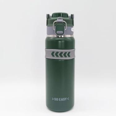 Imagem de Garrafa Térmica 750ml Aço Inox com Canudo Antivazamento Garrafa de Água Térmica que Mantém Bebidas Quentes e Frias por Horas Academia, Esporte e Uso Diário (VERDE)