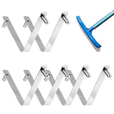 Imagem de 6 peças de escova de piscina em forma de V, clipe de botão de mola de pino duplo de aço, clipes de borboleta de piscina para redes de skimmer de spa, escovas a vácuo, ferramenta de limpeza de ancinho