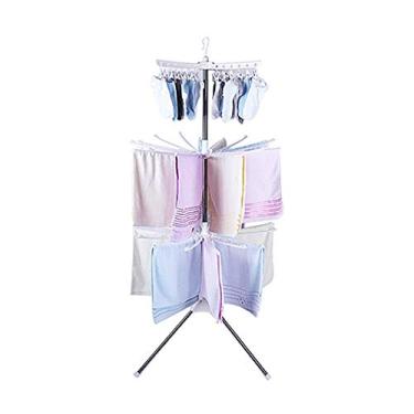 Imagem de LaYiQimn Escorredor de roupas de aço inoxidável dobrável de 3 níveis