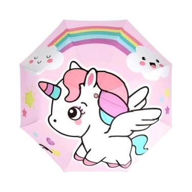 Imagem de Guarda-chuva Dobrável Unicórnio Dinossauro Tigre Com Design Moderno E 