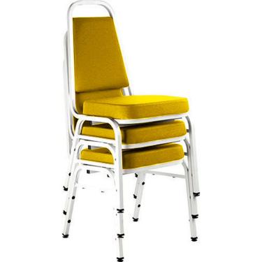 Imagem de Kit com 3 Cadeiras Empilháveis Linha Hotel Plus Amarelo