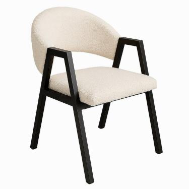 Imagem de Cadeira De Jantar Antonella Veludo Estilo Poltrona Com Pés Preto - 7 Decor Bege