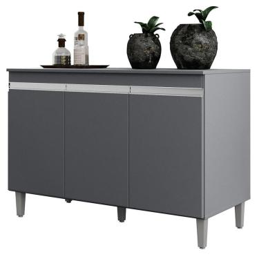 Imagem de Balcão Pia Manu 120cm Cinza Com Tampo Mdp - Ajl Móveis Cinza