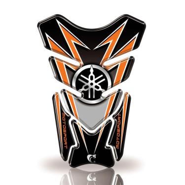 Imagem de Protetor De Tanque Adesivo Moto Yamaha -Motosport Preto E Laranja