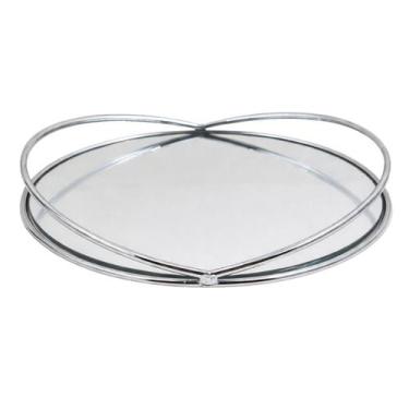 Imagem de Bandeja Decorativa Prateada Espelhada - Redonda 25cm Prata - Laradore