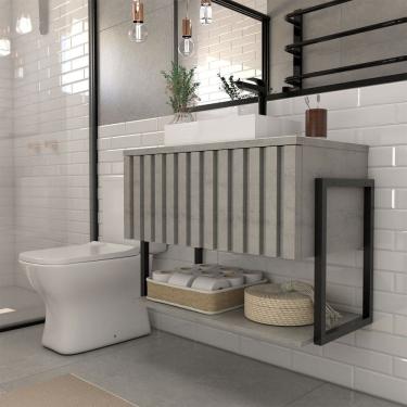 Imagem de Armário de Banheiro Majestad 80cm 1 Porta 100% Mdf Cimento - Panorama Móveis