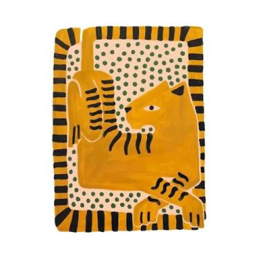 Imagem de Arte De Parede Em Tela Abstrata Colorida Boho Com Estampa De Tigre E L