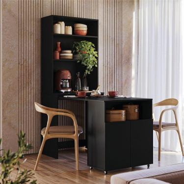 Imagem de Armário De Cozinha Multifuncional Com Mesa Retrátil Para Café Duo Kit's Paraná Preto
