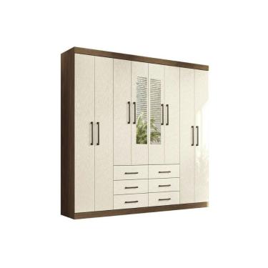 Imagem de Guarda Roupa 8 Portas (2 C- Espelho) E 6 Gavetas C- Pés Liverpool Jatobá-areia - Santos Andirá