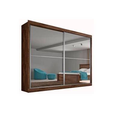 Imagem de Guarda Roupa Casal 2 Portas De Correr E 4 Gavetas C/ Espelho Verona Plus Braúna - Europa