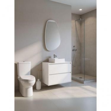 Imagem de Gabinete Para Banheiro Com Cuba E Espelheira Organica 80cm Mdf Branco Dubai - On Móveis