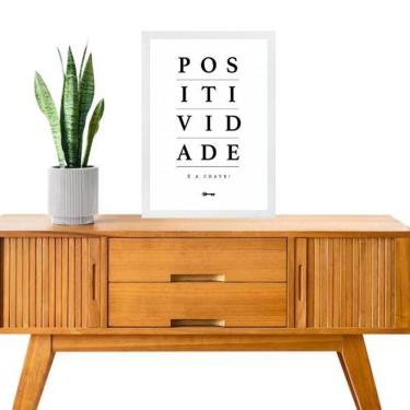 Imagem de Quadro Decorativo Positividade É A Chave 24X18Cm - Com Vidro
