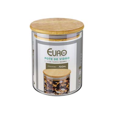 Imagem de Pote de Vidro Euro Home Slim com Tampa Bambu 0,7L
