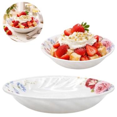 Imagem de Tigela Melamina 400ml Mesa Branca Floral Decorada Cozinha - Emilar