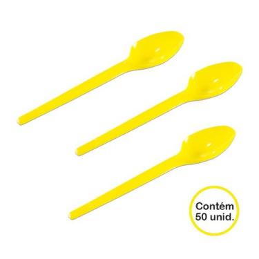 Imagem de Colher Descartável para Sobremesa Amarela c/50 unid - Prafesta