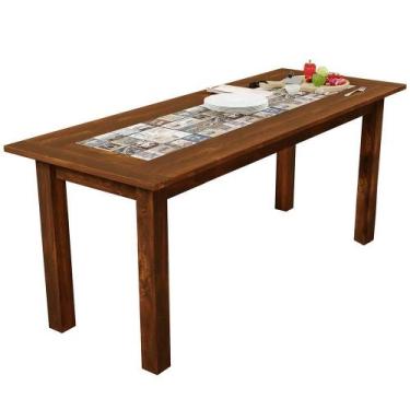 Imagem de Mesa De Jantar 04 Lugares Retangular 120 Cm Madeira Maciça Rústica Cer