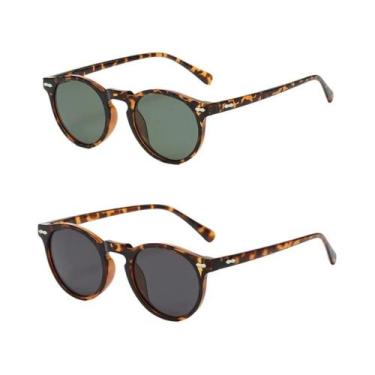 Imagem de 2 pçs novo estilo de óculos retro redondo moda mita óculos de sol pers