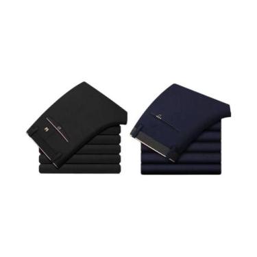 Imagem de Calças Sociais Masculinas Slim Fit Pretas Para Escritório, Calças Casu