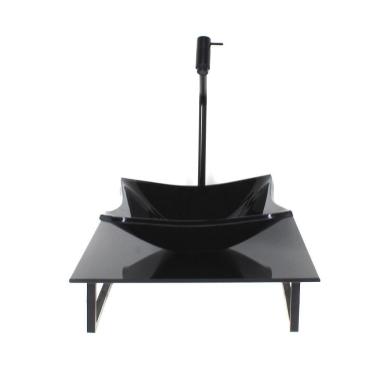 Imagem de Kit Cuba Vidro Quadrada 10Mm Tampo Vidro 40Cm X 40Cm Preto