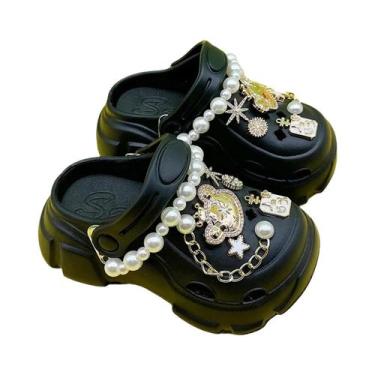 Imagem de Sandálias De Dedo Com Corrente De Pérolas E Urso De Desenho Animado Pa