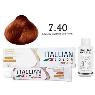 Imagem de Kit Coloração Itallian Color 7.40 Louro Cobre Natural + Oxi 30