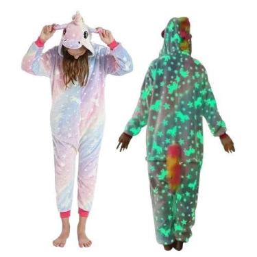 Imagem de Pijama Kigurumi Unicórnio Infantil Brilha No Escuro - Rey Shop, Roxo, 