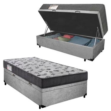 Imagem de Cama Box Baú Solteiro Suede + Colchão De Espuma D33 - SerenePrime - 88cm