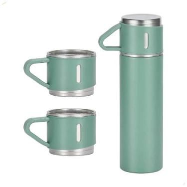 Imagem de Garrafa Térmica Vacum 500ml Com Kit 3 Xícara Café Xtuned, Verde