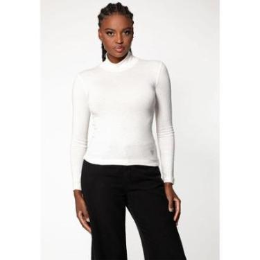 Imagem de Blusa de Malha Tricot Eco Gola Alta Off White-Feminino