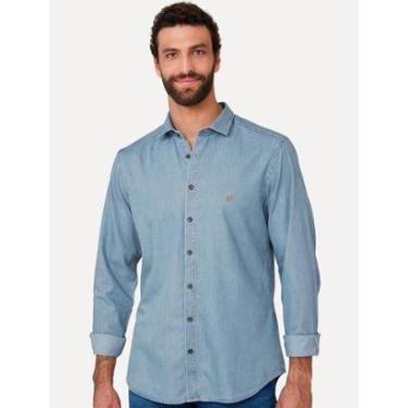 Imagem de Camisa Dudalina Masculina Milano Essentials Lisa Azul Jeans-Masculino