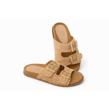 Imagem de Sandália feminina papate flat rasteira sem salto crochê confortável ca