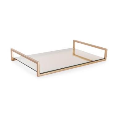 Imagem de Bandeja Dourada com Vidro Reflecta 25X40 cm - Linha Frame - Forma Util